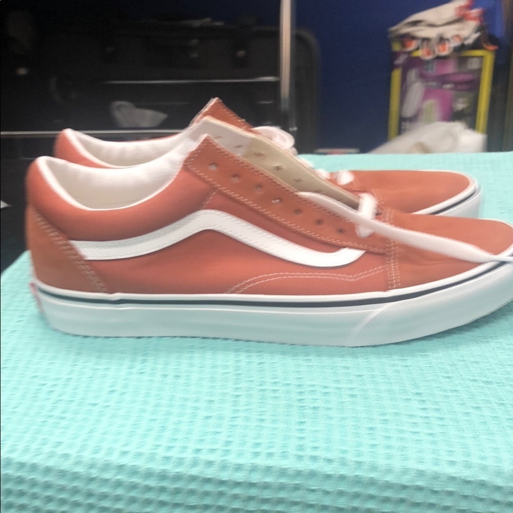 Vans Men's Auburn and White Sneakers - Picture 2 of 6